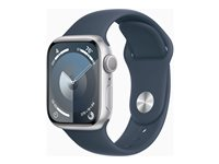 Apple Watch Series 9 (GPS) - 41 mm - hopea alumiini - älykello kanssa urheiluranneke - fluoroelastomeeri - myrskynsininen pannan koko: S/M - 64 Gt - Wi-Fi, Bluetooth, UWB - 31.9 g MR903KS/A