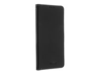 Insmat - Läppäkansi matkapuhelimelle - aito nahka, polykarbonaatti, kartonki + paperi + alumiinifolio, puuvillaompeleet - musta malleihin Motorola Moto G62, G62 5G 650-3087