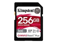 Kingston Canvas React Plus - Flash-muistikortti - 256 Gt - Video Class V90 / UHS-II U3 / Class10 - SDXC UHS-II SDR2/256GB