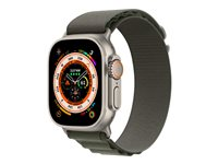 Apple Watch Ultra - 49 mm - titanium - älykello kanssa Alpine-ranneke - tekstiili - green pannan koko: S - 32 Gt - Wi-Fi, LTE, UWB, Bluetooth - 4G - 61.3 g MNHJ3KS/A