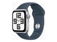 Apple Watch SE (GPS) - 2. sukupolvi - 40 mm - hopea - älykello kanssa urheiluranneke - fluoroelastomeeri - myrskynsininen pannan koko: M/L - 32 Gt - Wi-Fi, Bluetooth - 26.4 g MRE23KS/A