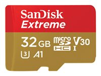 SanDisk Extreme - Flash-muistikortti (sovitin microSDHC:stä SD:hen sisältyvä) - 32 Gt - A1 / Video Class V30 / UHS-I U3 - microSDHC UHS-I SDSQXAF-032G-GN6AT