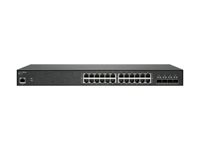 SonicWall Switch SWS14-24 - Kytkin - Hallinnoitu - 24 x 10/100/1000 + 4 x 10 Gigabit SFP+ - telineeseen asennettava - NFR, demo 02-SSC-4868