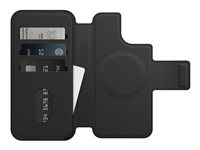 OtterBox - Läppäkansi matkapuhelimelle - MagSafe-yhteensopiva - synteettinen nahka, magnet - varjon musta 77-90282