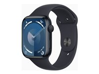 Apple Watch Series 9 (GPS) - 45 mm - alumiini keskiyö - älykello kanssa urheiluranneke - fluoroelastomeeri - keskiyö pannan koko: S/M - 64 Gt - Wi-Fi, Bluetooth, UWB - 38.7 g MR993KS/A