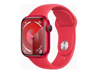 Apple Watch Series 9 (GPS) - (PRODUCT) RED - 41 mm - punainen alumiini - älykello kanssa urheiluranneke - fluoroelastomeeri - punainen pannan koko: M/L - 64 Gt - Wi-Fi, UWB, Bluetooth - 31.9 g MRXH3KS/A