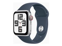 Apple Watch SE (GPS + Cellular) - 2. sukupolvi - 40 mm - hopea - älykello kanssa urheiluranneke - fluoroelastomeeri - myrskynsininen pannan koko: S/M - 32 Gt - Wi-Fi, LTE, Bluetooth - 4G - 27.8 g MRGJ3KS/A