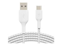 Belkin BoostCharge - USB-kaapeli - 24 pin USB-C (uros) to USB (uros) - 3 m - valkoinen CAB002BT3MWH