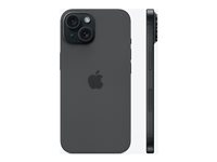 Apple iPhone 15 - 5G älypuhelin - Kaksois-SIM / sisäinen muisti 128 Gt - OLED-näyttö - 6.1" - 2556 x 1179 pikseliä - 2 takakameraa 48 MP, 12 MP - front camera 12 MP - musta MTP03QN/A