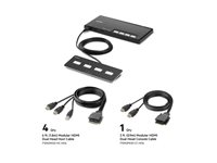 Belkin Modular Secure Dual Head - KVM-kytkin - 4 x KVM port(s) - 1 paikallinen käyttäjä - työpöytä - TAA-yhteensopiva F1DN204MOD-HH-4