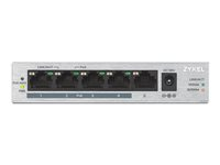 Zyxel GS1005HP - Kytkin - hallitsematon - 4 x 10/100/1000 (PoE+) + 1 x 10/100/1000 - seinään asennettava, työpöytä - PoE (60 W) GS1005HP-EU0101F