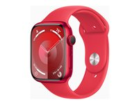 Apple Watch Series 9 (GPS + Cellular) - (PRODUCT) RED - 45 mm - punainen alumiini - älykello kanssa urheiluranneke - fluoroelastomeeri - punainen pannan koko: M/L - 64 Gt - Wi-Fi, Bluetooth, UWB, LTE - 4G - 39 g MRYG3KS/A