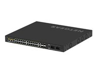 NETGEAR AV Line M4250-26G4F-PoE++ - Kytkin - L3 - Hallinnoitu - 24 x 10/100/1000 (PoE++) + 2 x 10/100/1000 + 4 x 1000Base-X SFP - sivusta sivuun ilmavirtaus - telineeseen asennettava - PoE++ (1440 W) GSM4230UP-100EUS