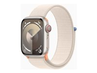 Apple Watch Series 9 (GPS + Cellular) - 41 mm - alumiini tähtitaivas - älykello kanssa urheiluranneke - pehmeä kaksikerroksinen nailon - tähtivalo - 64 Gt - Wi-Fi, LTE, UWB, Bluetooth - 4G - 32.1 g MRHQ3KS/A