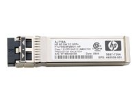 HPE Short Range - SFP+ lähetin-vastaanotin-moduuli - 8 Gb:n kuitukanava malleihin HPE SN6720C 64, SN8500C/SN8700C 48, SN8700C 64; StoreFabric SN6610, SN6620C 24 AJ906A