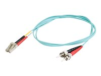 C2G LC-ST 10Gb 50/125 OM3 Duplex Multimode PVC Fiber Optic Cable (LSZH) - Verkkokaapeli - ST-toiminto (monitila) (uros) to monimuoto LC (uros) - 20 m - kuituoptinen - kaksipuolinen (duplex) - 50 / 125 micron - OM3 - ei sisällä halogeenia - sinivihreä 85547