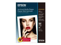 Epson Archival Matte Paper - Matta - A4 (210 x 297 mm) - 189 g/m² - 50 arkki (arkit) paperi malleihin SureColor SC-P700, P900, T2100, T3100, T3405, T5100, T5400, T5405; WorkForce Pro WF-C5790 C13S041342