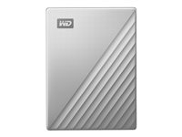 WD My Passport Ultra for Mac WDBPMV0050BSL - Kiintolevyasema - salattu - 5 Tt - ulkoinen (kannettava) - USB 3.1 (USB-C liitin) - AES 256 bittiä - hopea WDBPMV0050BSL-WESN