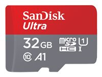 SanDisk Ultra - Flash-muistikortti (sovitin microSDHC:stä SD:hen sisältyvä) - 32 Gt - A1 / UHS-I U1 / Class10 - microSDHC UHS-I SDSQUA4-032G-GN6IA