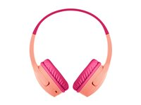 Belkin SoundForm Mini - Kuulokkeet mikrofonilla varustettu - korvien päällä - Bluetooth - langaton - 3,5 mm jakkiliitin - vaaleanpunainen AUD002BTPK