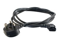 C2G 1m 18 AWG UK 90° Power Cord (IEC320C13R to BS 1363) - Virtajohto - IEC 60320 C13 to BS 1363 (uros) kulmikas - 1 m - musta C2G82035
