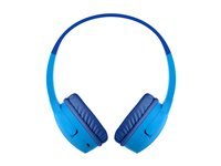 Belkin SoundForm Mini - Kuulokkeet mikrofonilla varustettu - korvien päällä - Bluetooth - langaton - 3,5 mm jakkiliitin - sininen AUD002BTBL