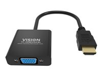 VISION Professional - Näyttösovitin - HDMI uros to HD-15 (VGA) naaras - 23 cm - musta - 1080p-tuki TC-HDMIVGA/BL